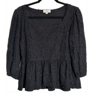 LOFT Flutter Babydoll Top Black Small